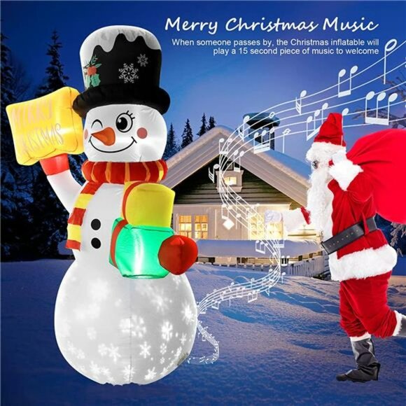 5.9FT Inflatable Snowman Christmas Decoration with LED Light and Music - Picture 4 of 6